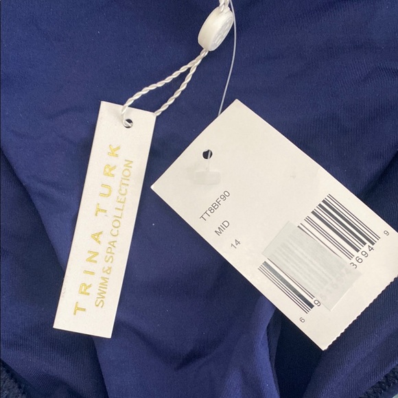 NWT Trina Turk Navy and White adjustable Bikini Sz 14 - Picture 10 of 15